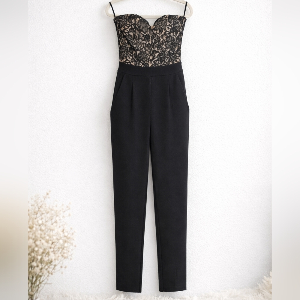 Express Black Lace Bustier Jumpsuit